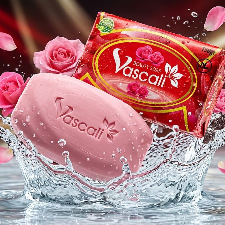Vascali Beauty Soap — dramatic water splash product shot